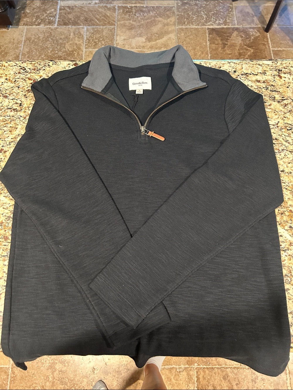 Goodfellow & Co Charcoal Quarter-Zip Pullover with Contrast Collar